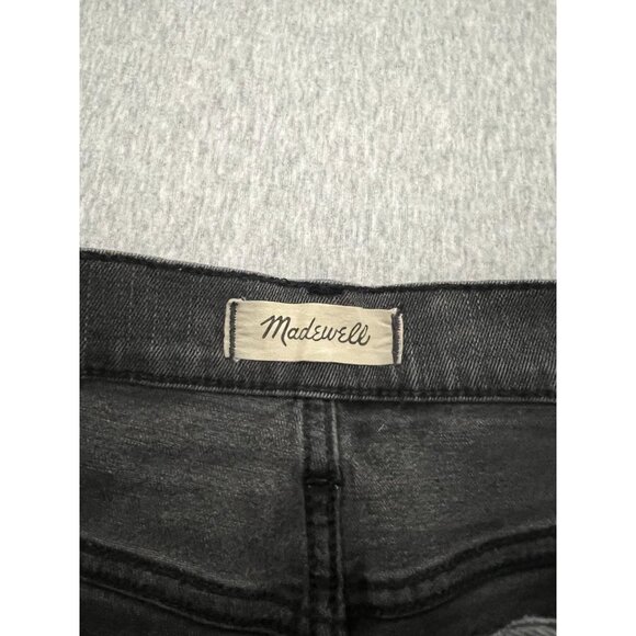 Madewell High Rise Black Denim Shorts Womens 28" Waist Stretch Cut Off Fringe - Picture 3 of 8